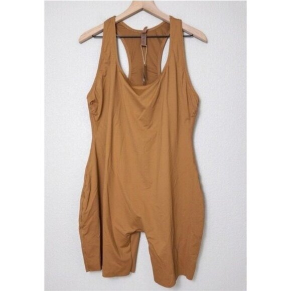 NWT Skims Cycle Suit 3X Almond Swimsuit Stretch Sporty Racerback - Picture 6 of 11